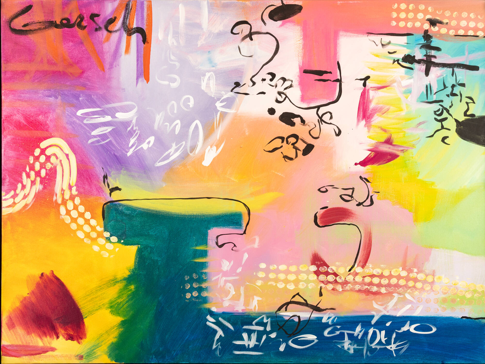 Brightly colored abstract painting.